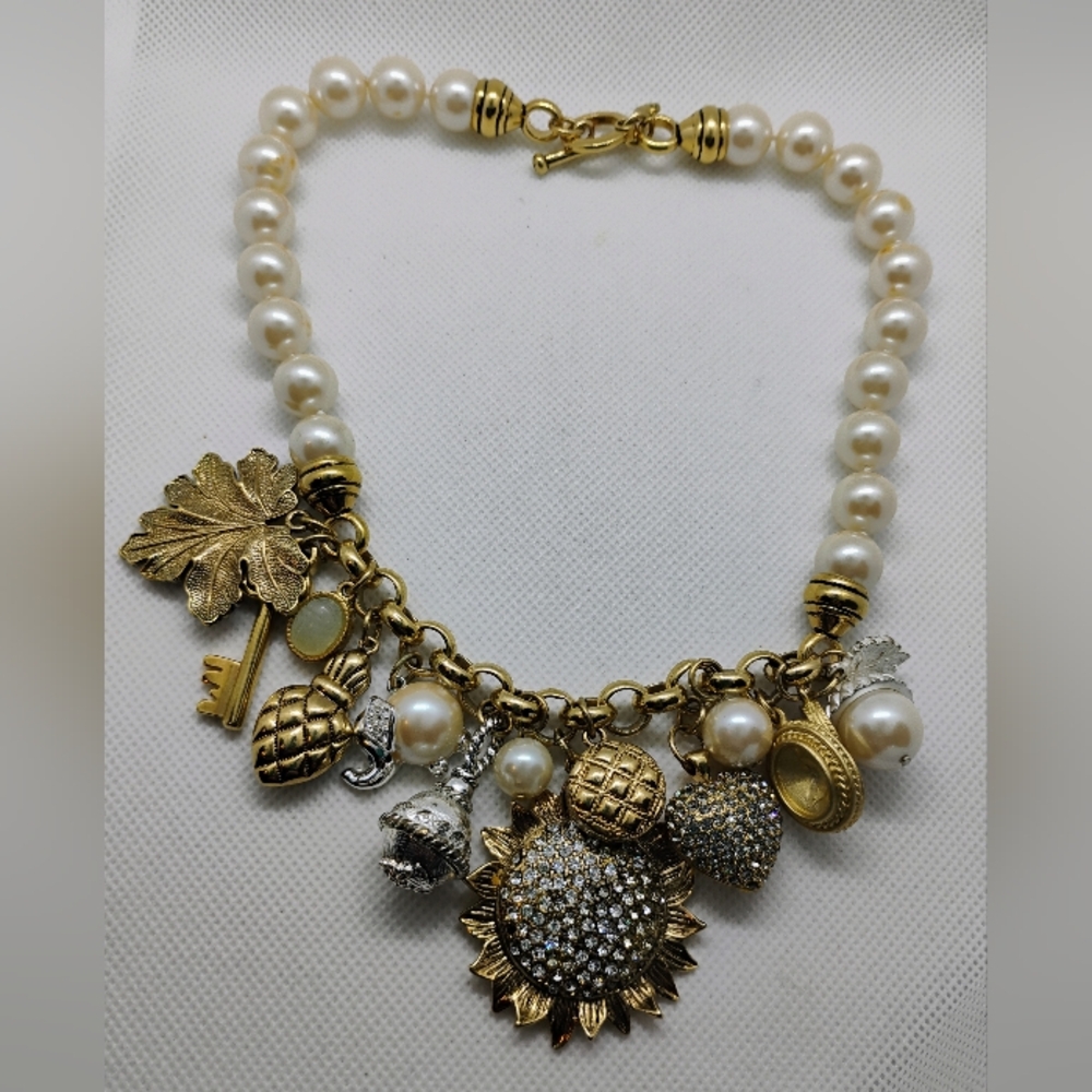 Vintage Carolee Pearl and Whimsical Charm Necklace